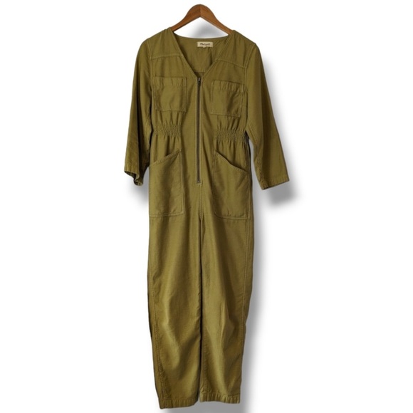 Madewell Garment Dyed Patch Pocket Coverall Utility Zip Jumpsuit Muted Olive: S - Picture 4 of 6